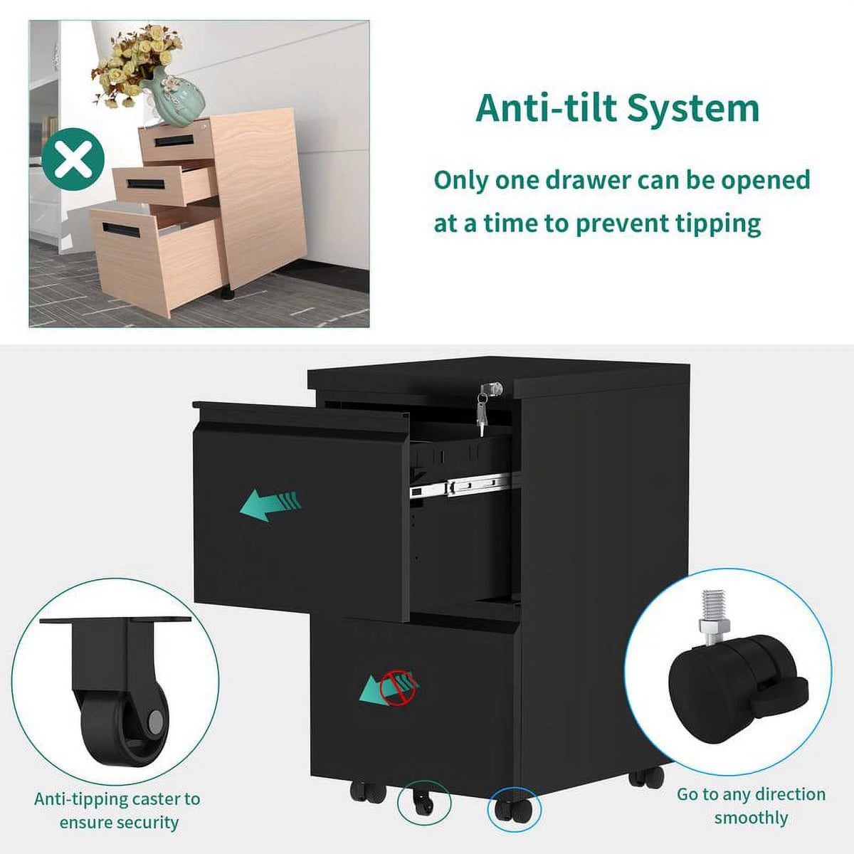 2 Drawer Locking Steel File Cabinet V45265