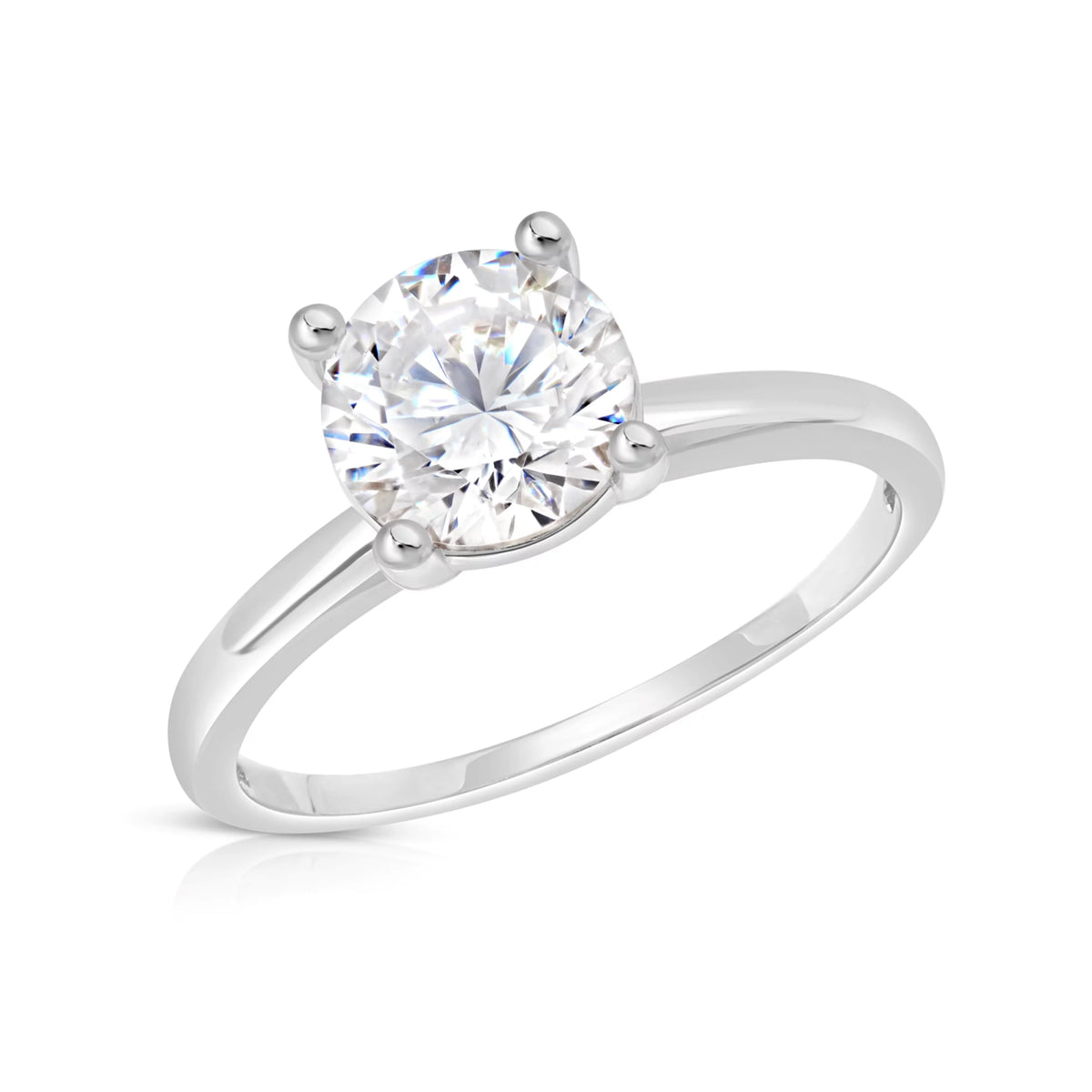 2 Carat Round Cubic Zirconia Solitaire Engagement Ring 14k White Gold Size 7 D773861