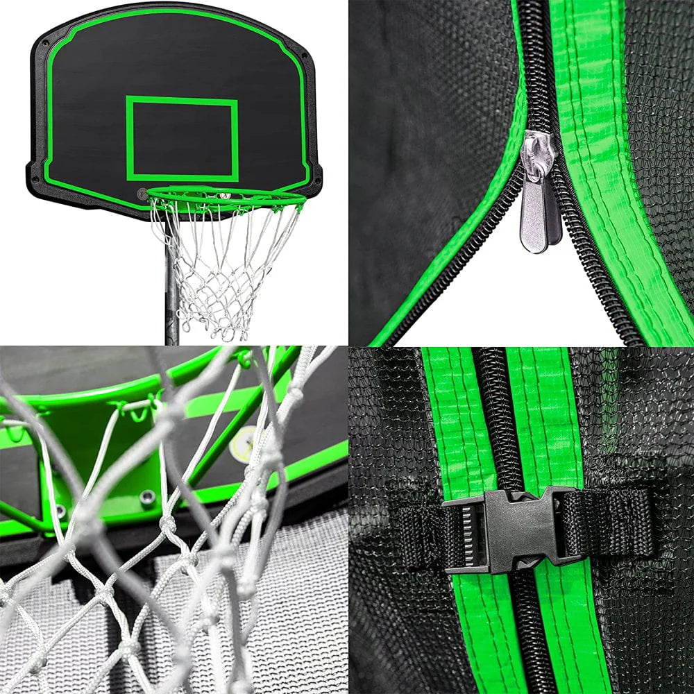 16 FT Trampoline with Basketball Hoop, Enclosure, Waterproof Mat and Ladder E95783