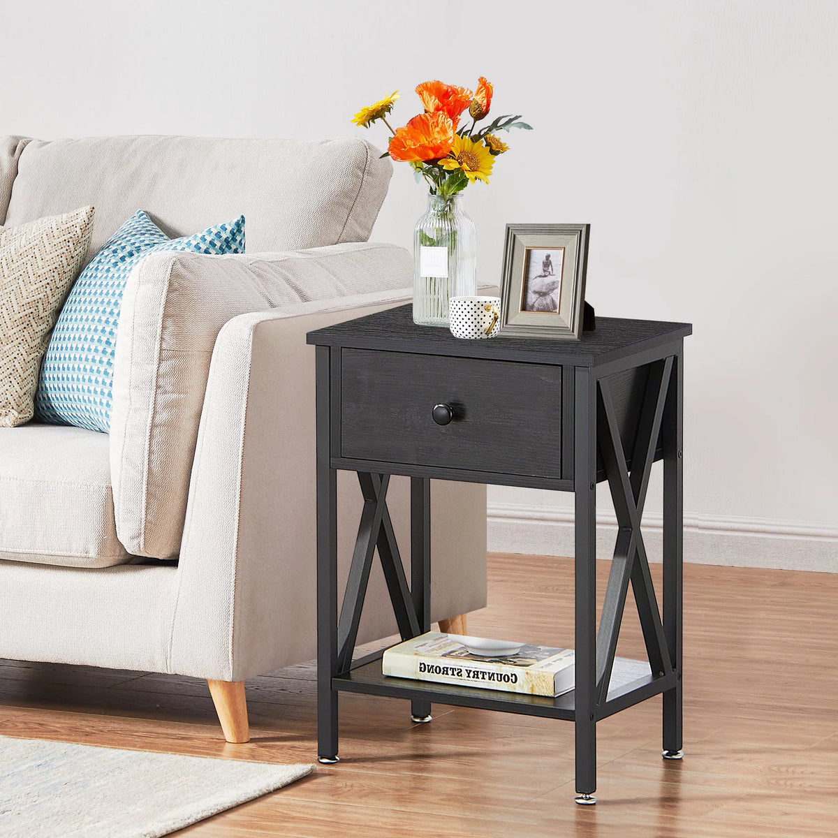 3-Piece Upholstered Bed Frame and 2 Nightstand Z727