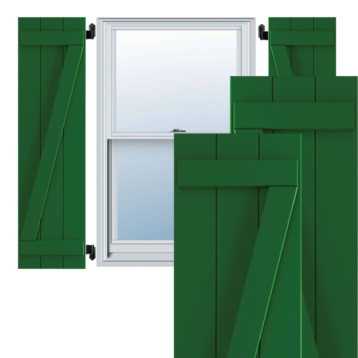 16 1/8x22W x 65x22H PVC Three Board Joined Board-n-Batten Shutters G9815