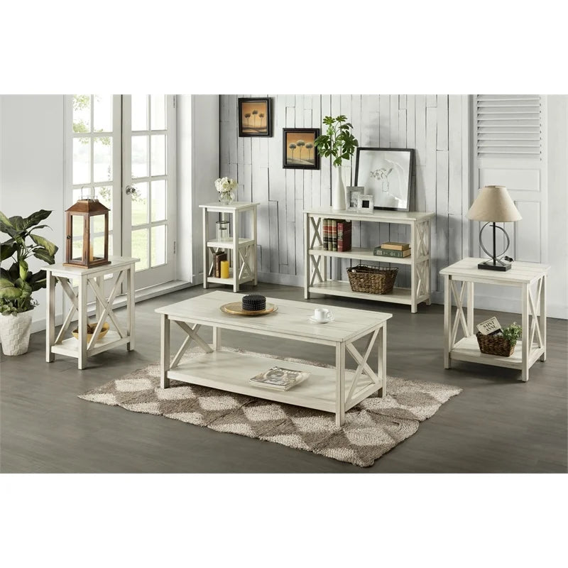 Antique White Wood Side Table G29484