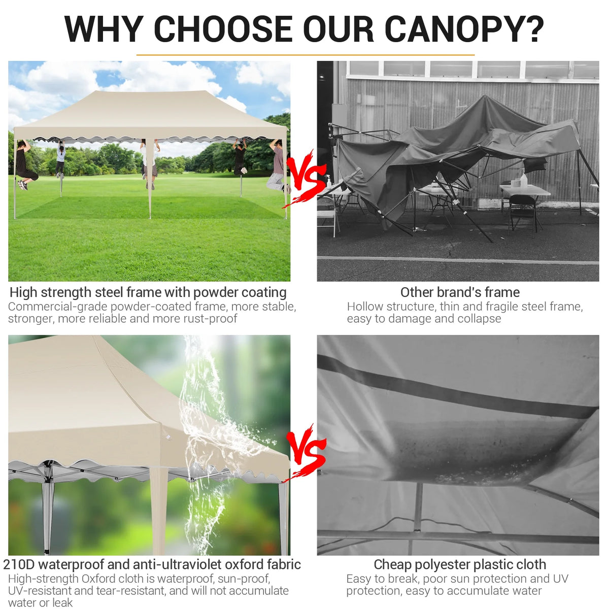 10' x 20' Pop up Canopy Tent with 6 Removable Sidewalls & Carry Bag H100