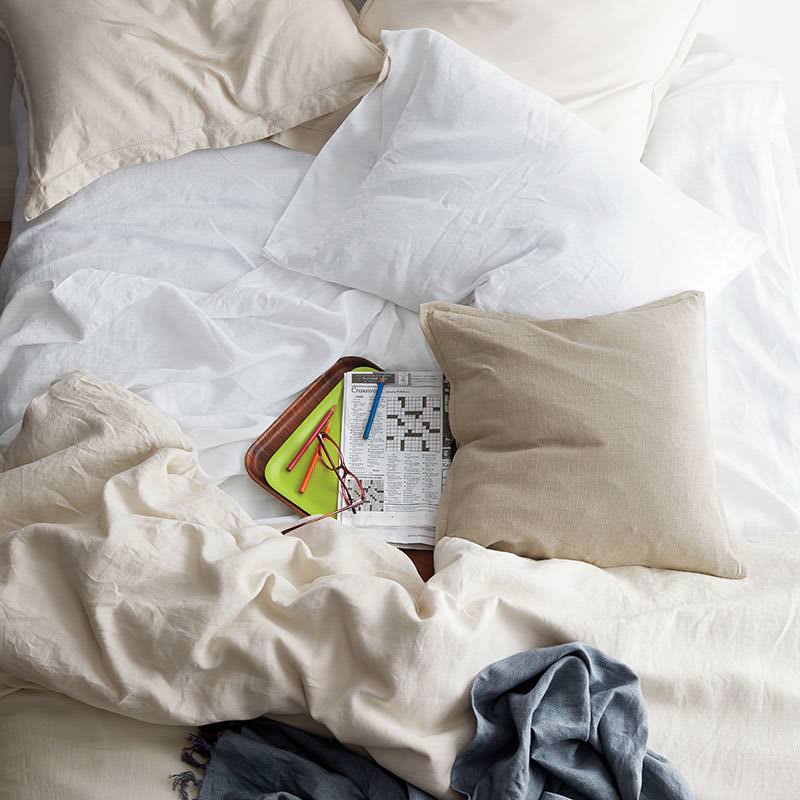 Solid Washed Mustard Linen Full Fitted Sheet C6960