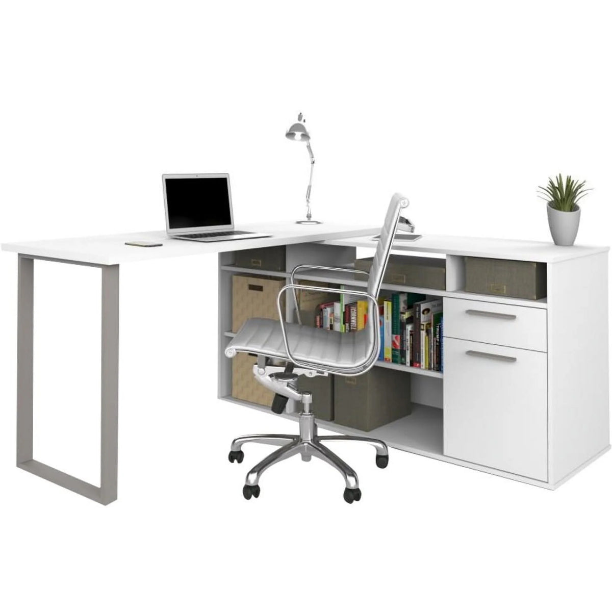 L-Shaped Desk in white V304