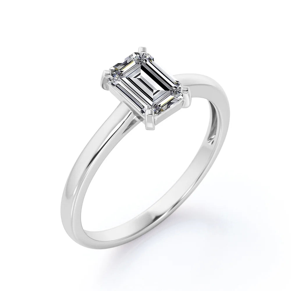 18K White Gold Plating Over Silver Solitaire Promise Ring U56324