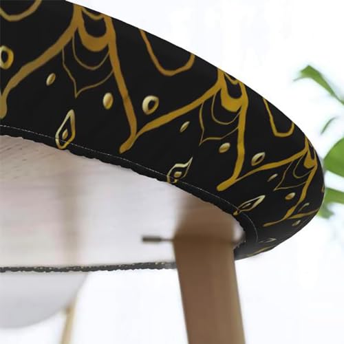 Multicolor Elastic Fitted Round Tablecloth Plaid Fits 45"-50" Diameter Tables A5008