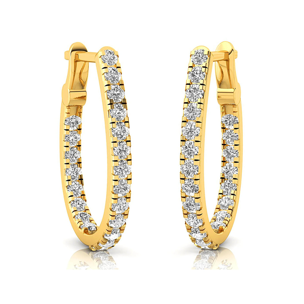 14k Rose Gold Diamond Huggie Earring P255