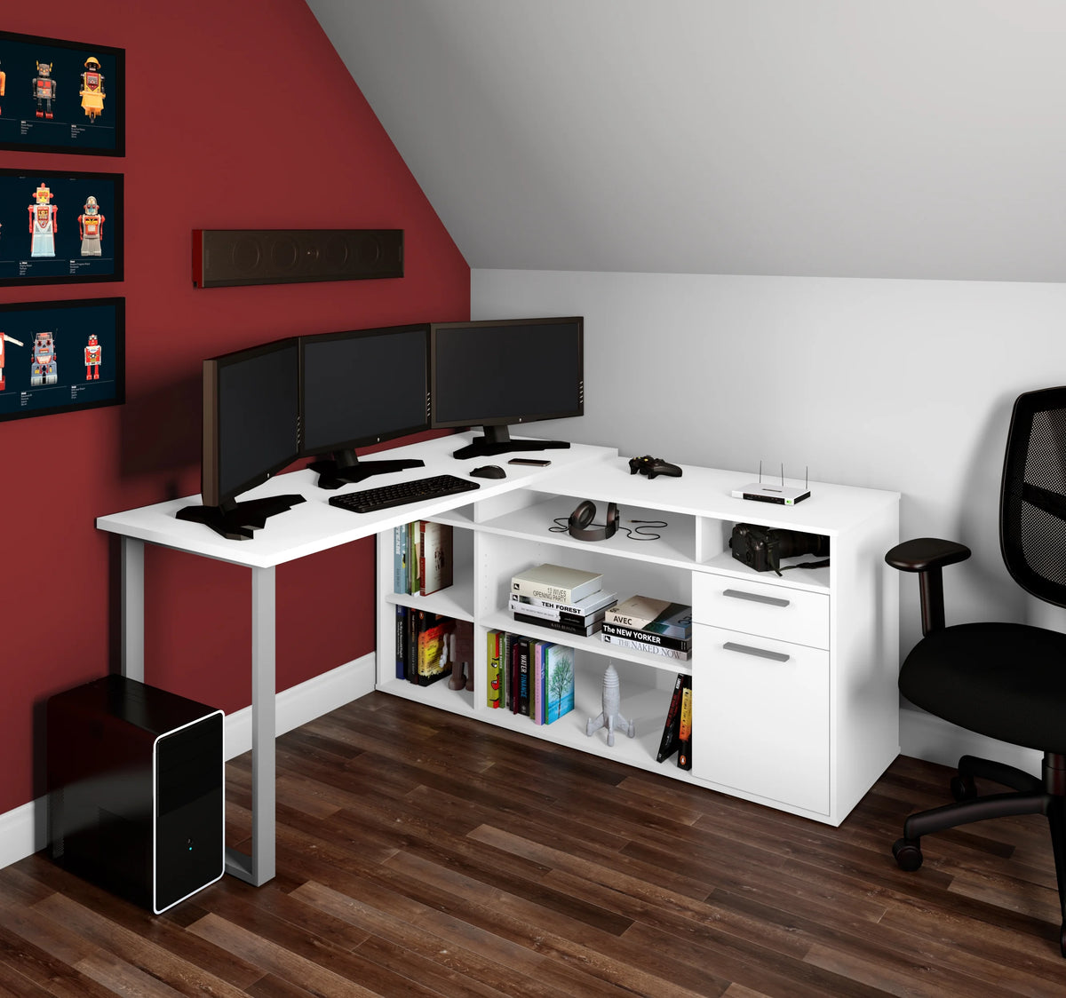 L-Shaped Desk in white V304
