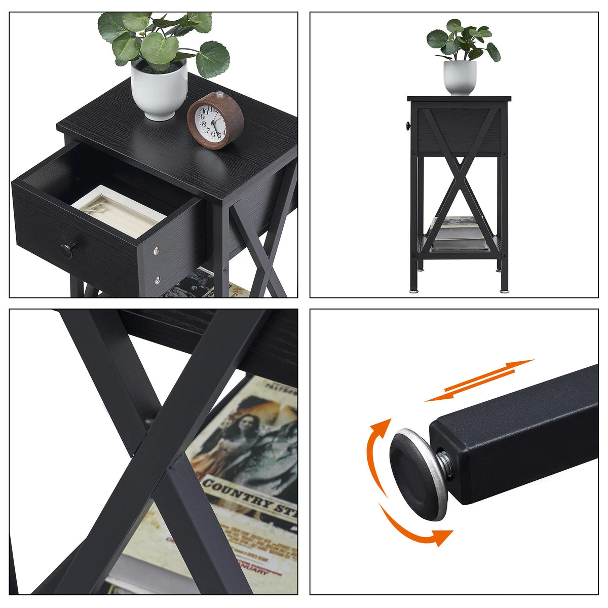 3-Piece Upholstered Bed Frame and 2 Nightstand Z727