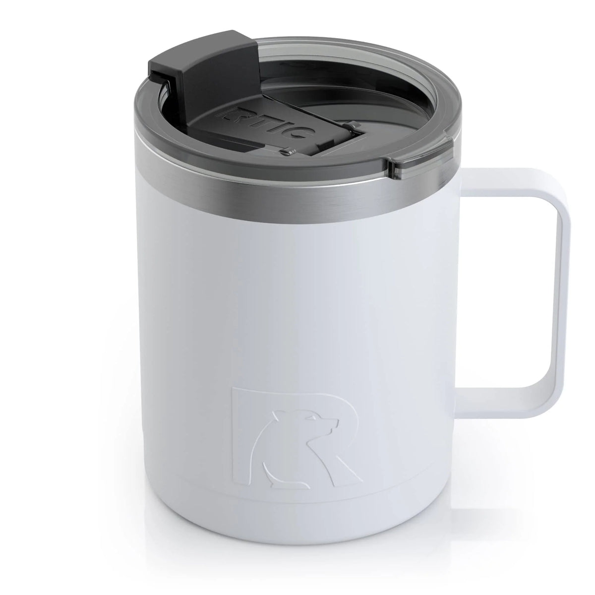 12oz White Stainless Steel Insulated Coffee Mug with Handle H2973