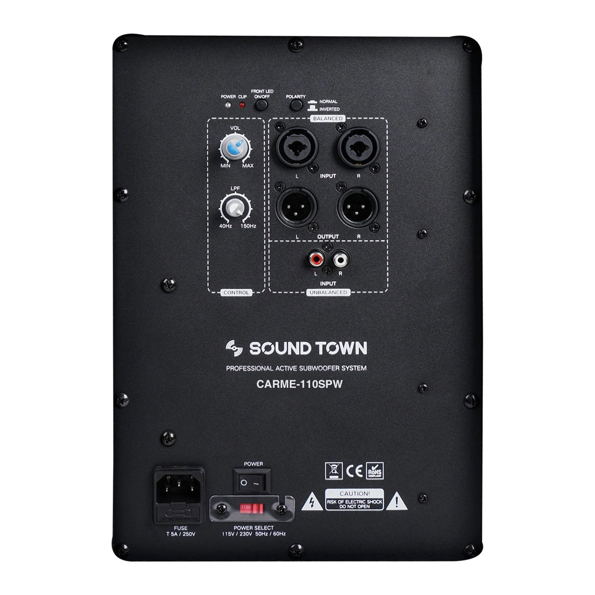 10” 600W Powered Subwoofer with Folded Horn Design, Black X980