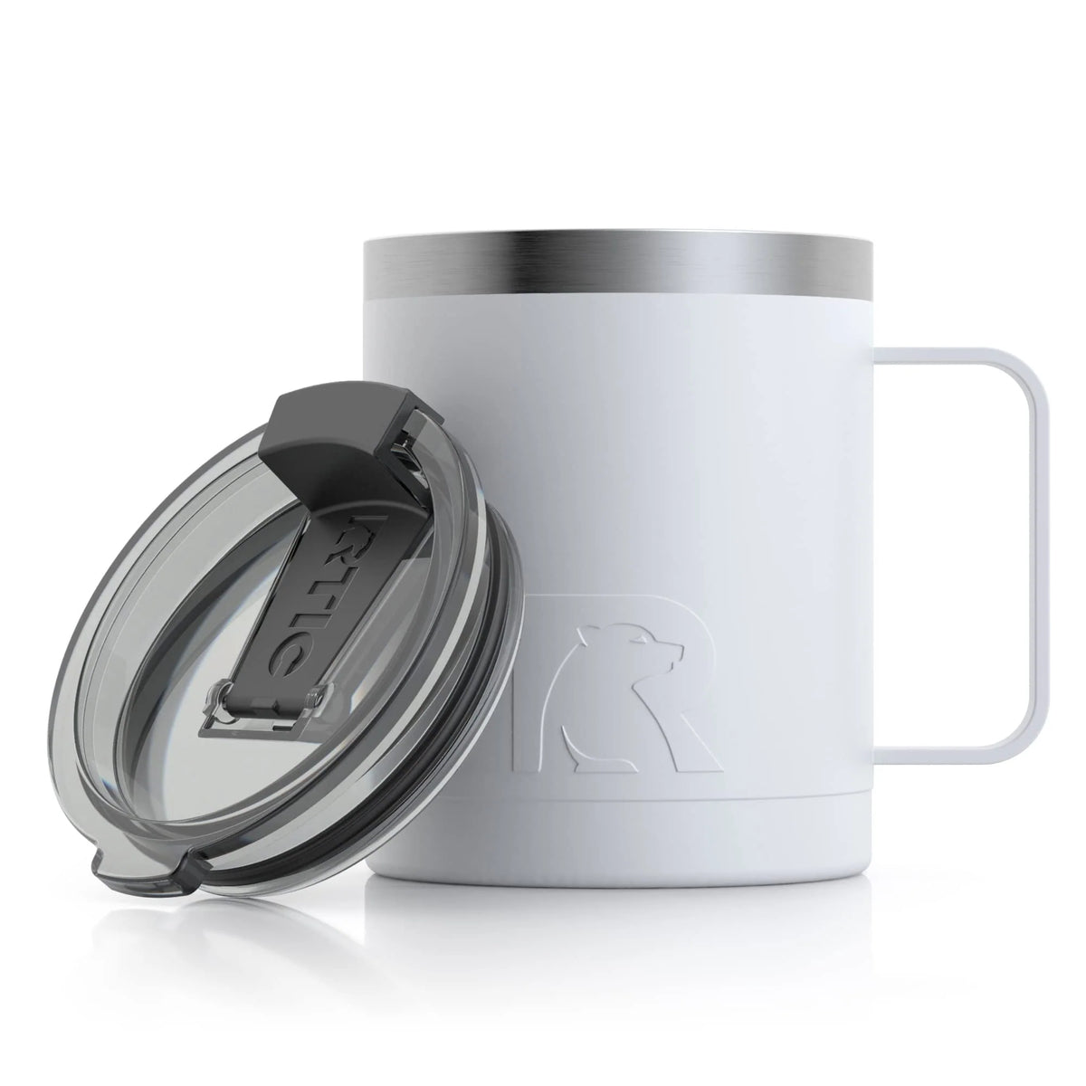 12oz White Stainless Steel Insulated Coffee Mug with Handle H2973