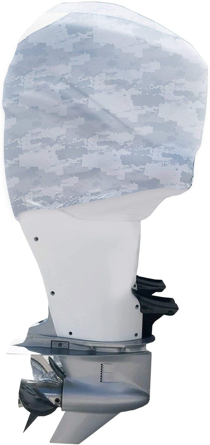 Grey Digital Camo Outboard Motor Cover V3321