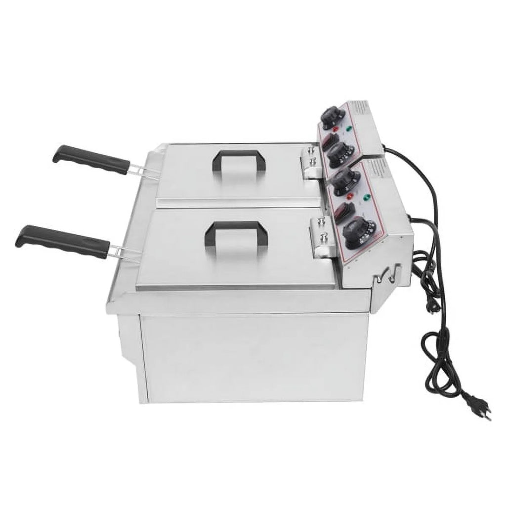 16.9QT / 16L Total Capacity Stainless Steel Faucet Double Tank Deep Fryer F225597