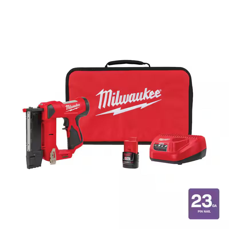 12-Volt 23-Gauge Cordless Pin Nailer Kit with Battery, Charger and Tool Bag T2517
