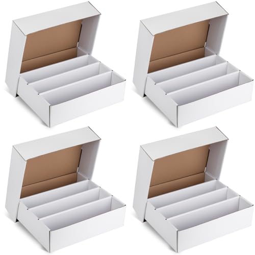 White Trading Card Storage Box with Sorting Tray and Sleeve Cases, 4 Sets H66610