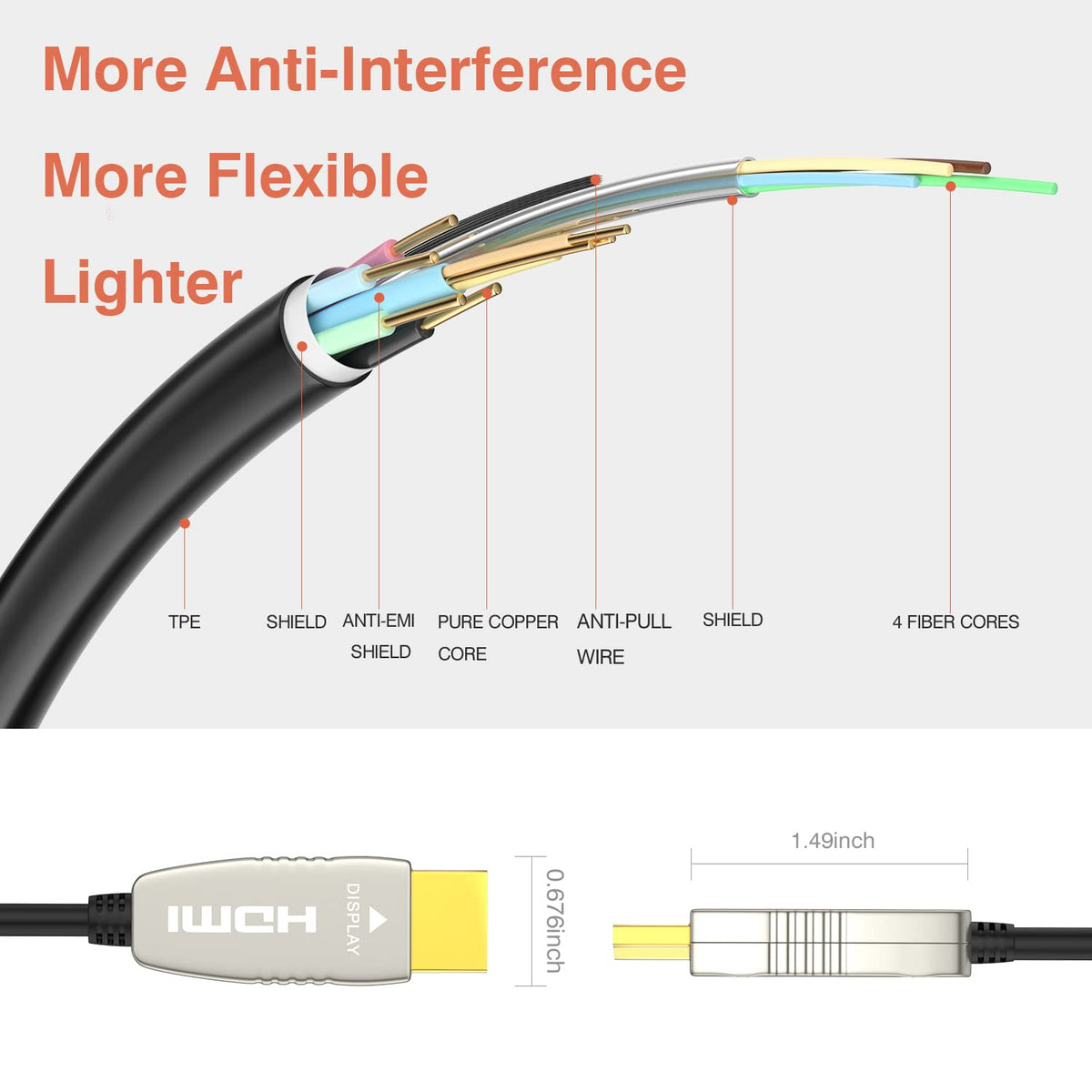 4K60HZ 33 feet Fiber HDMI Cable A87673
