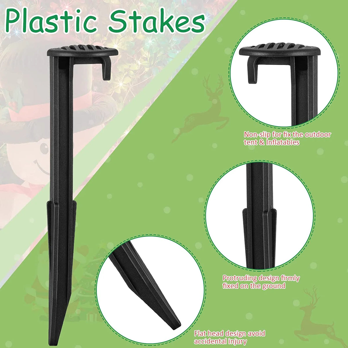 12 Pieces 5.7 Inch Black Plastic Tent Stakes H70715