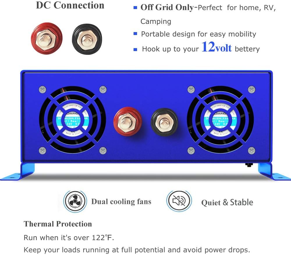 1500W Pure Sine Wave Power Inverter 12V DC to 110V 120V AC L7655