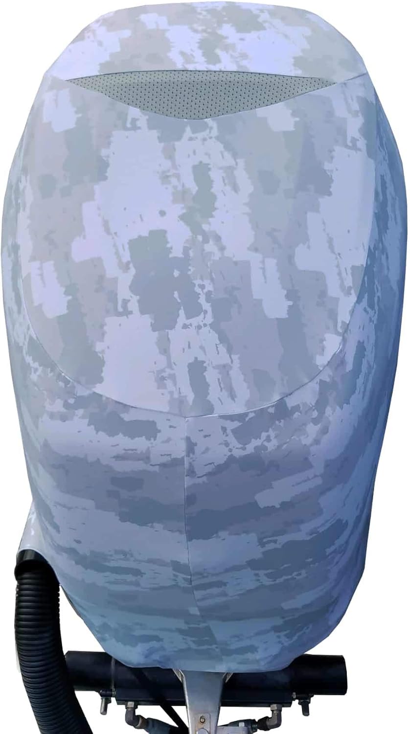 Grey Digital Camo Outboard Motor Cover V3321