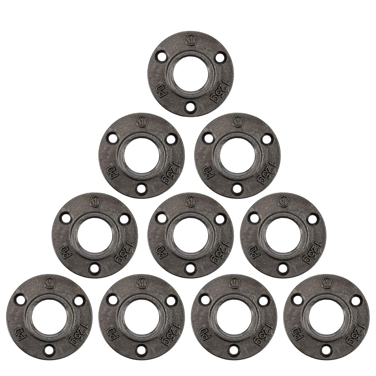 1 Inch Black Malleable Cast Iron Floor Flange 10 Pack W826423