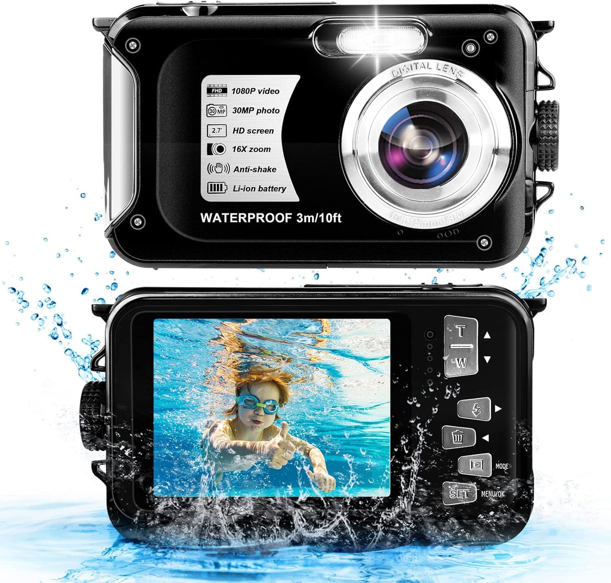 1080P Full HD 30MP 16X Zoom Waterproof Digital Camera C93324