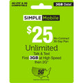 $25 Unlimited Talk & Text 30-Day Prepaid Plan (3GB at high speeds) D29052
