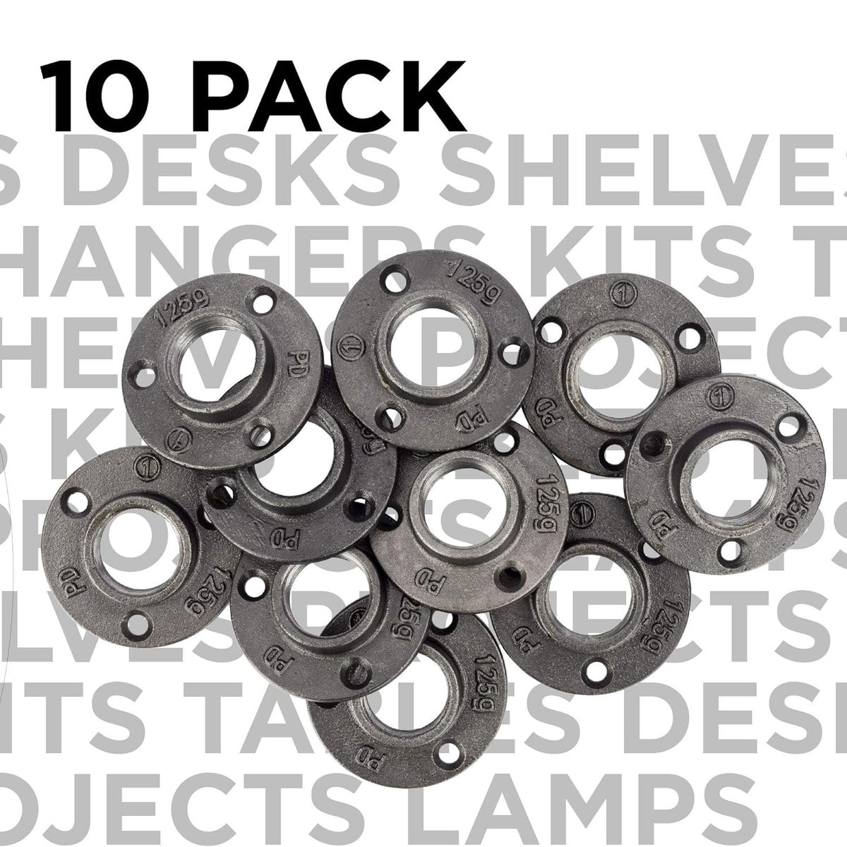 1 Inch Black Malleable Cast Iron Floor Flange 10 Pack W826423