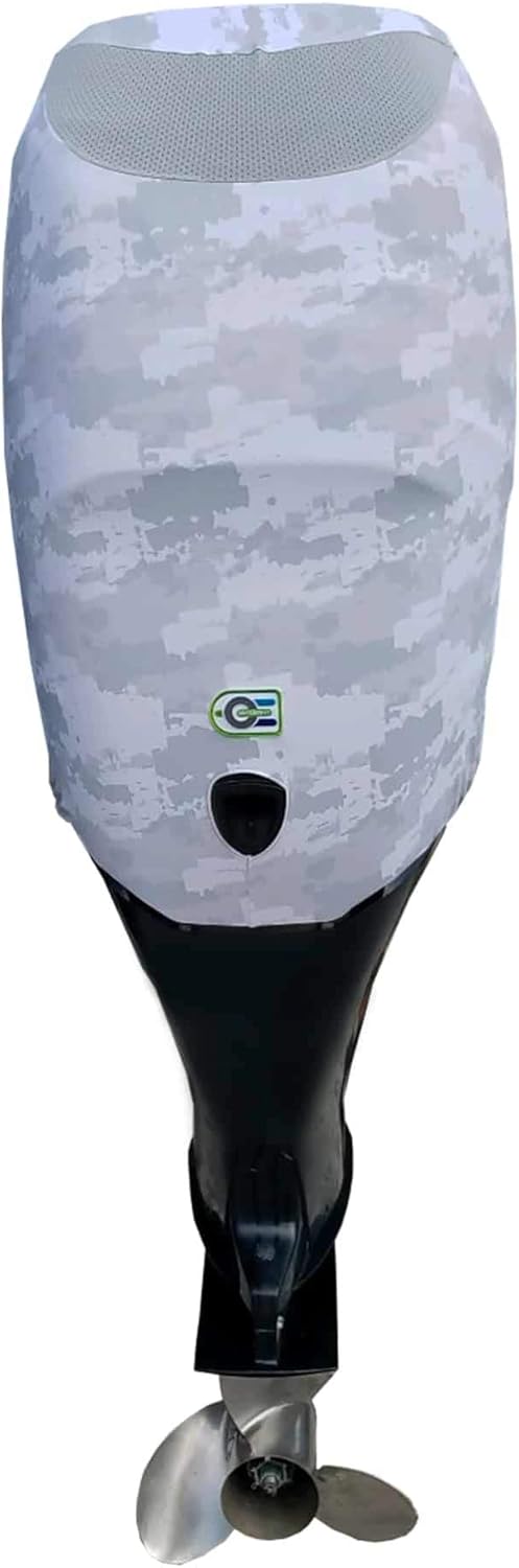 Grey Digital Camo Outboard Motor Cover V3321
