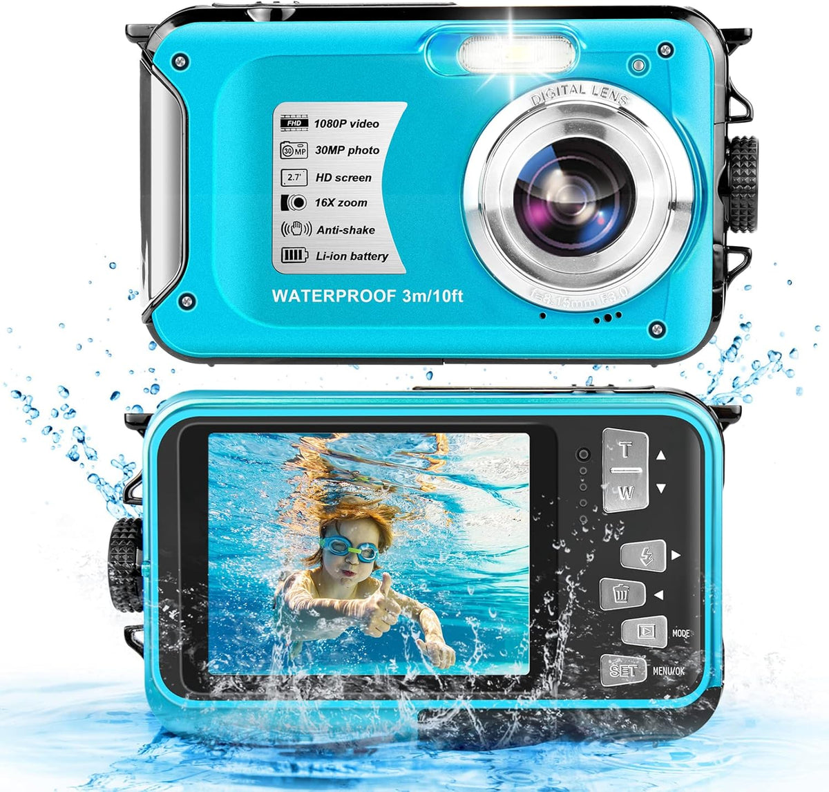 1080P Full HD 30MP 16X Zoom Waterproof Digital Camera C93324
