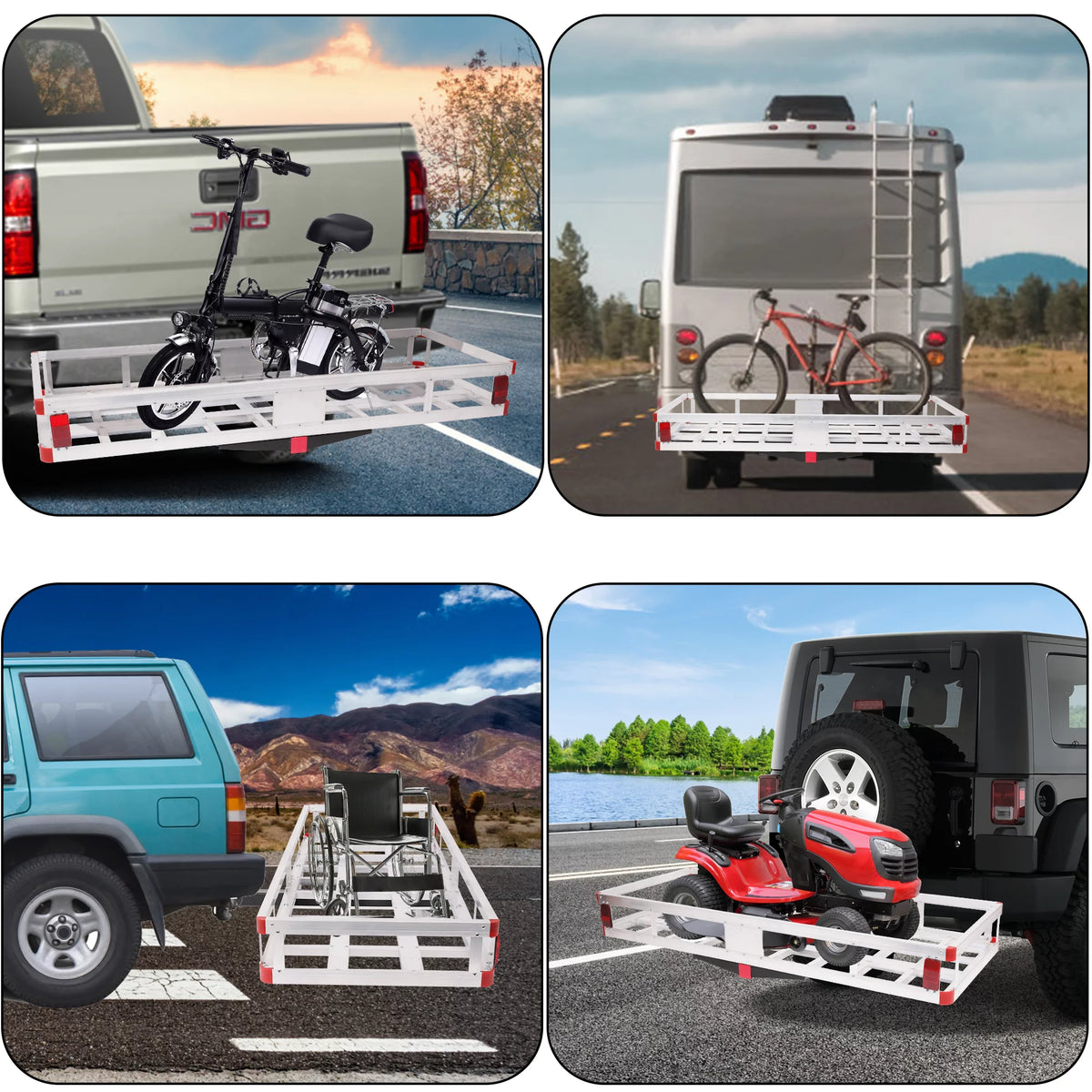Aluminum Hitch Mounted Cargo Carrier with High Side Rails for 2" Receiver A362