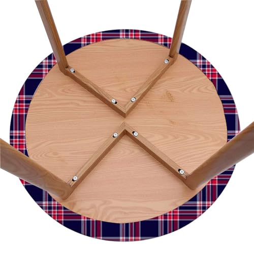 Multicolor Elastic Fitted Round Tablecloth Plaid Fits 45"-50" Diameter Tables A5008