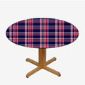 Multicolor Elastic Fitted Round Tablecloth Plaid Fits 45"-50" Diameter Tables A5008