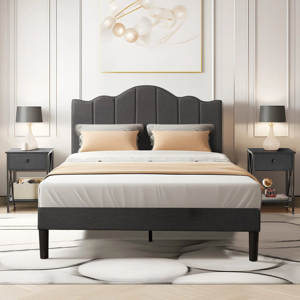 3-Piece Upholstered Bed Frame and 2 Nightstand Z727