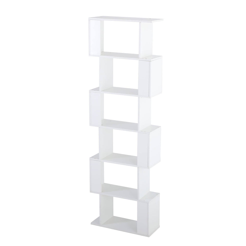 White 6-Tiers Wood Bookcase C797983