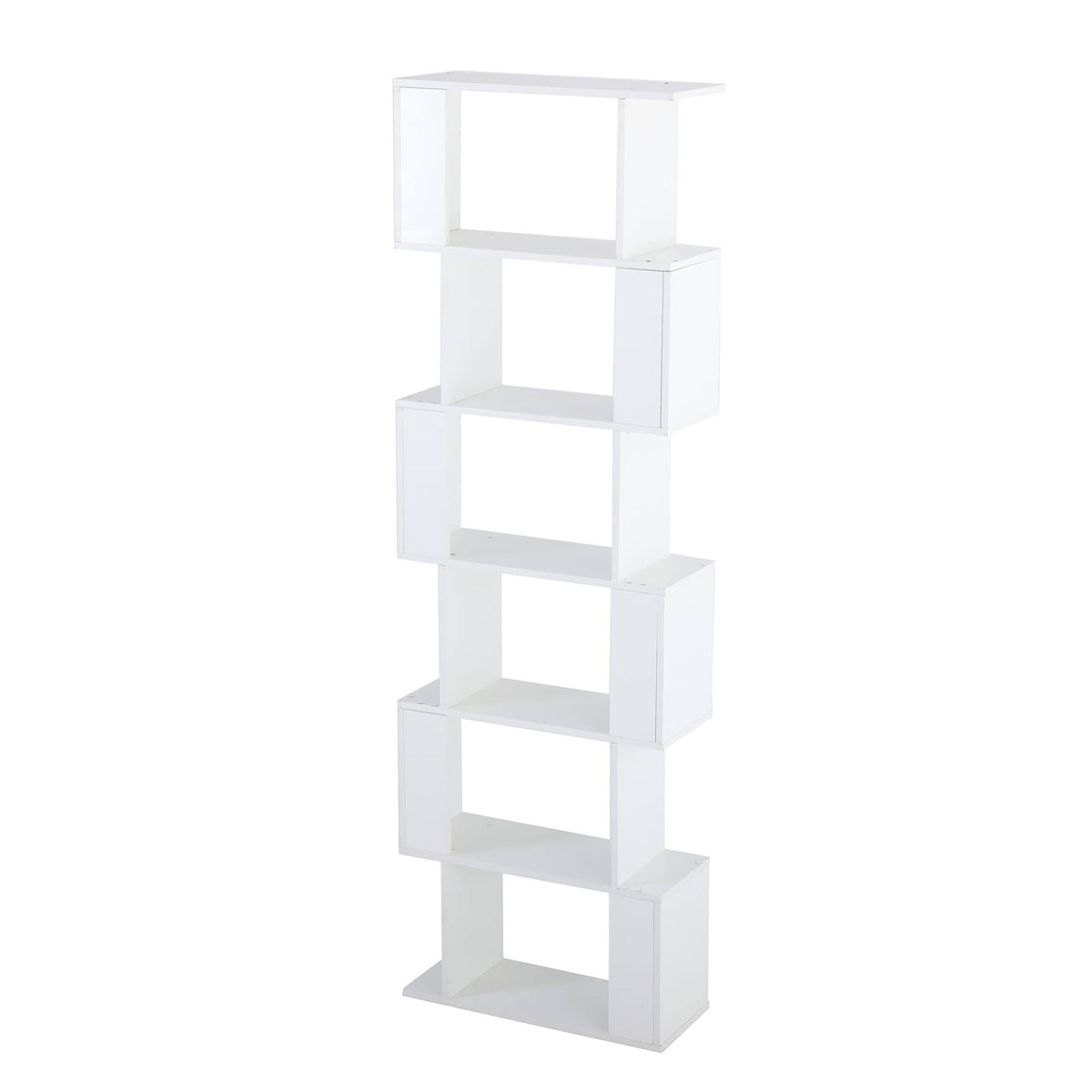 White 6-Tiers Wood Bookcase C797983