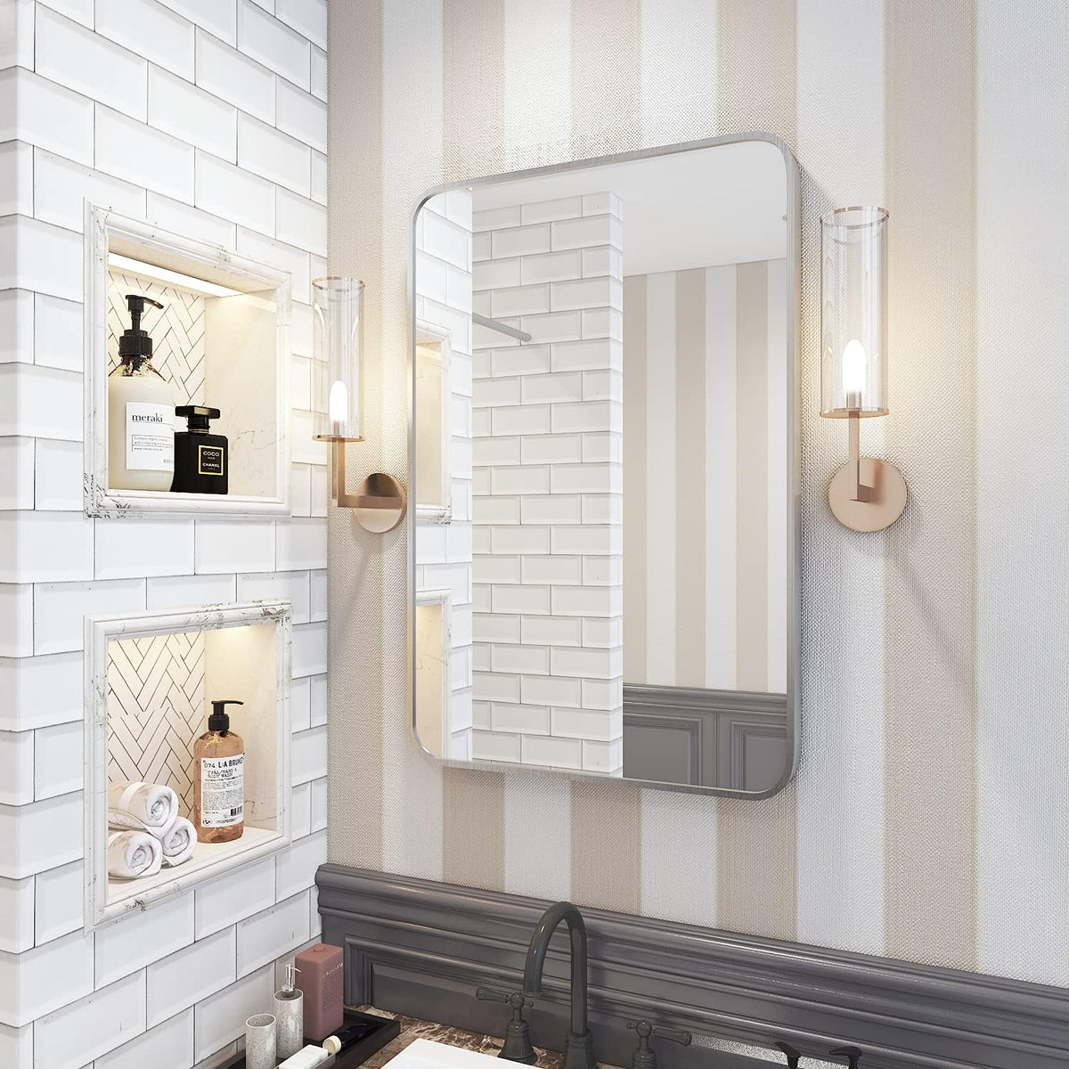 Brushed Metal Wall Mirror (24 x 36) W47752