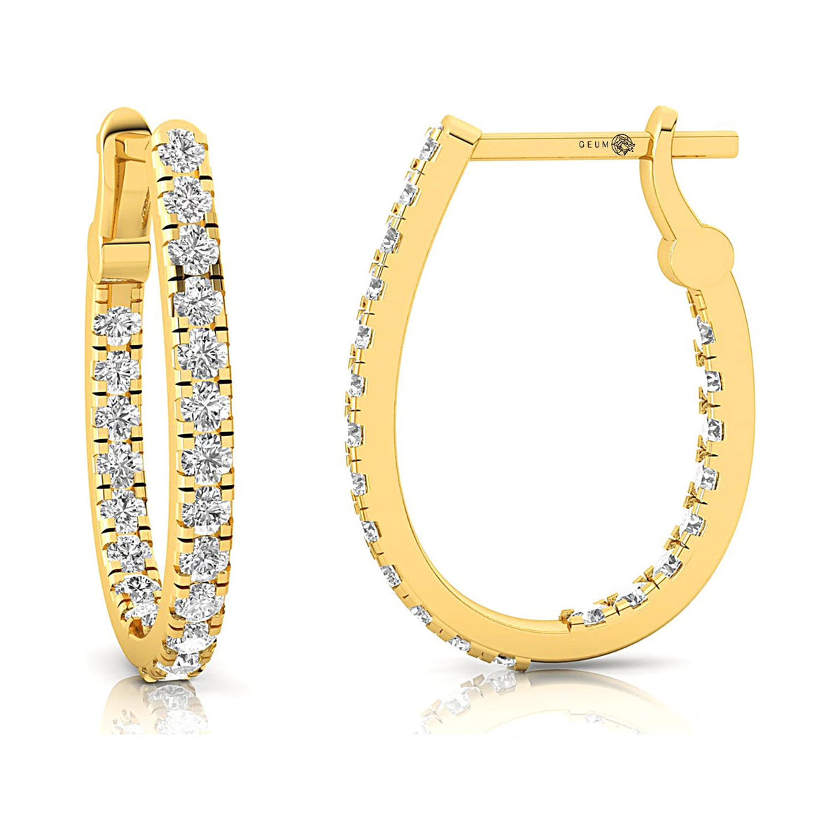 14k Rose Gold Diamond Huggie Earring P255