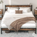 California King Rustic Brown Metal Bed Frame J38379