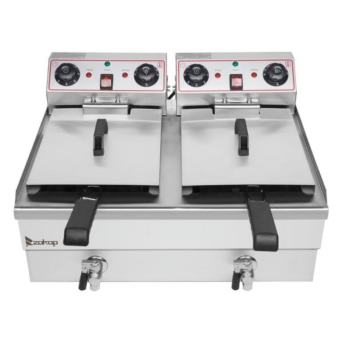 16.9QT / 16L Total Capacity Stainless Steel Faucet Double Tank Deep Fryer F225597