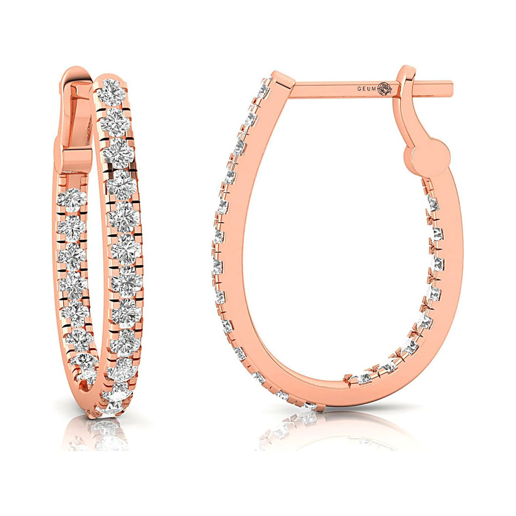 14k Rose Gold Diamond Huggie Earring P255