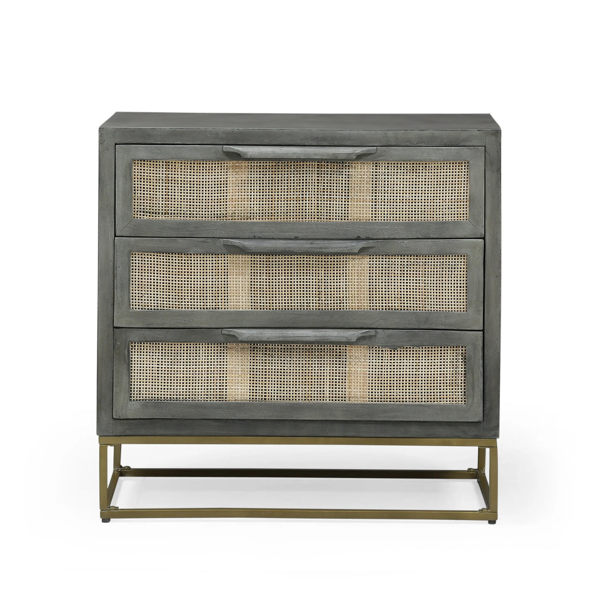 Mango Wood and Wicker 3 Drawer Cabinet G7745