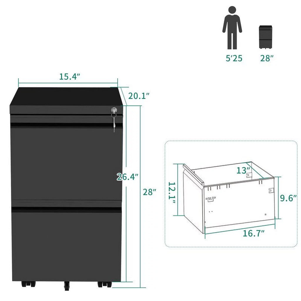 2 Drawer Locking Steel File Cabinet V45265