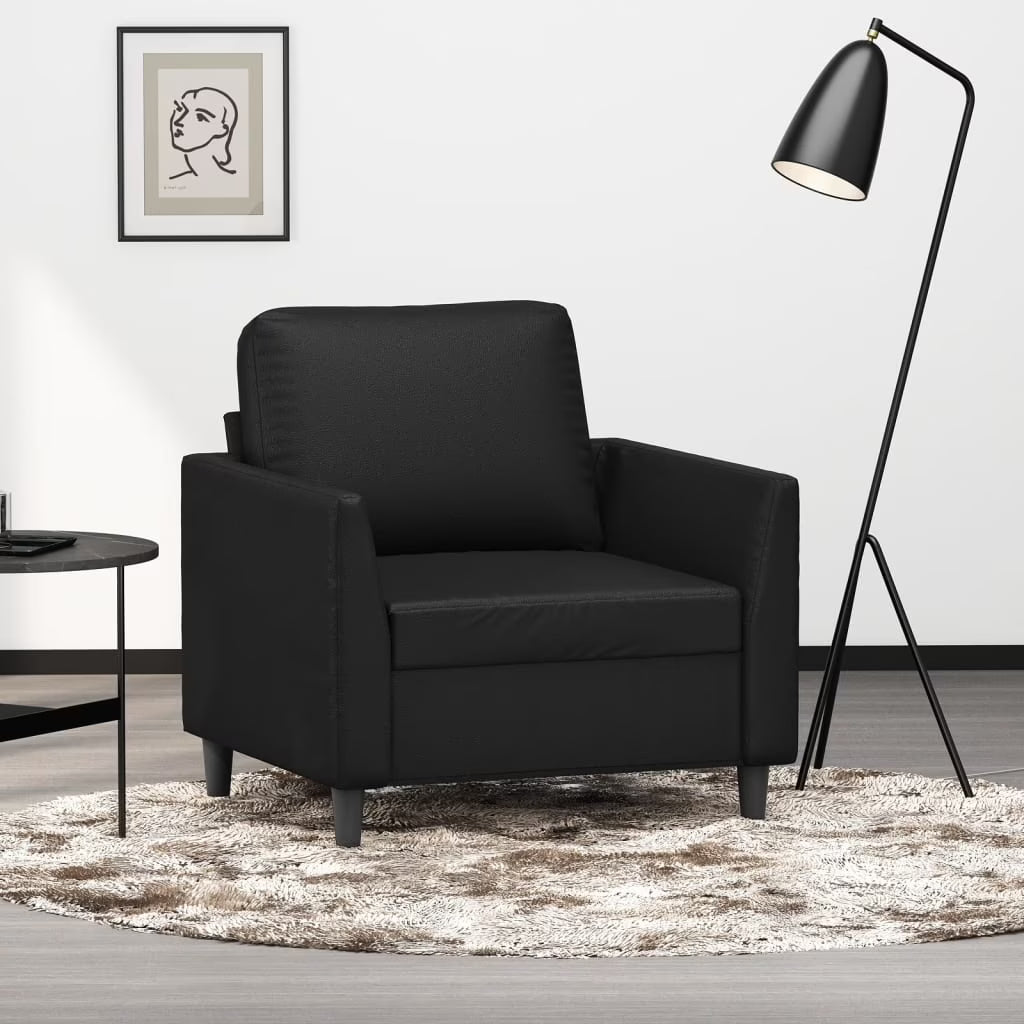 Black Faux Leather Sofa Chair F28120