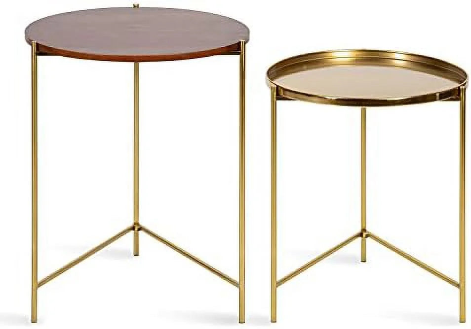 Black Nested Round Metal End Tables W5146