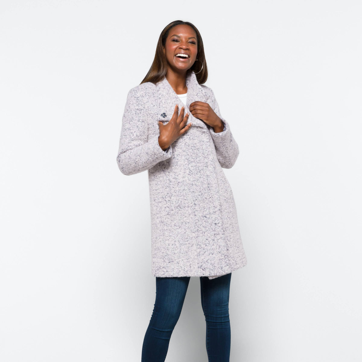 Asymmetrical Boucle Walker Coat E941067