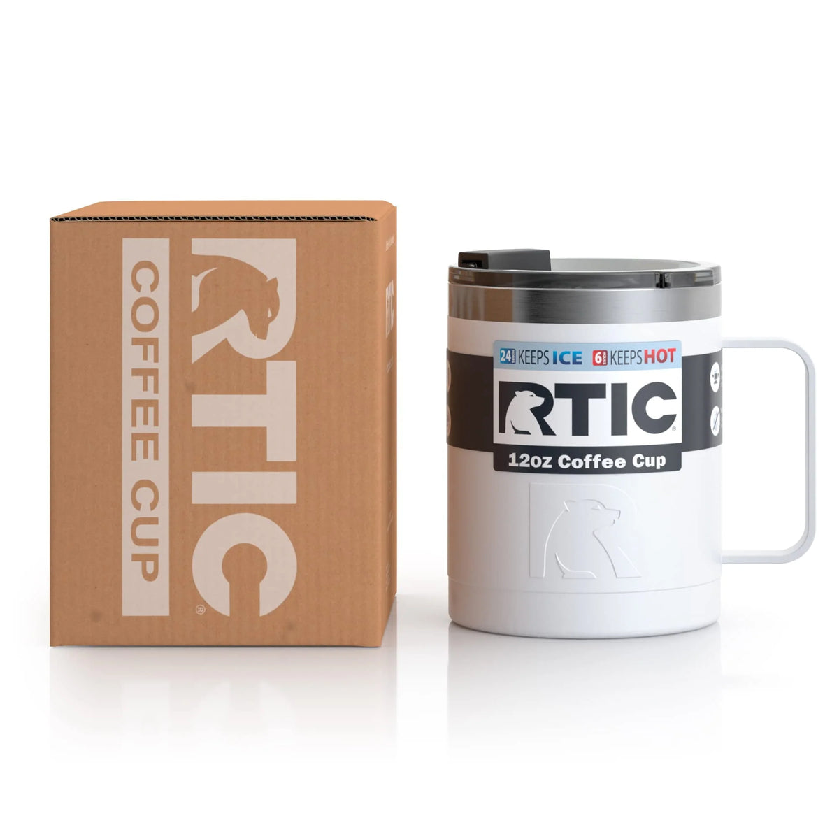 12oz White Stainless Steel Insulated Coffee Mug with Handle H2973