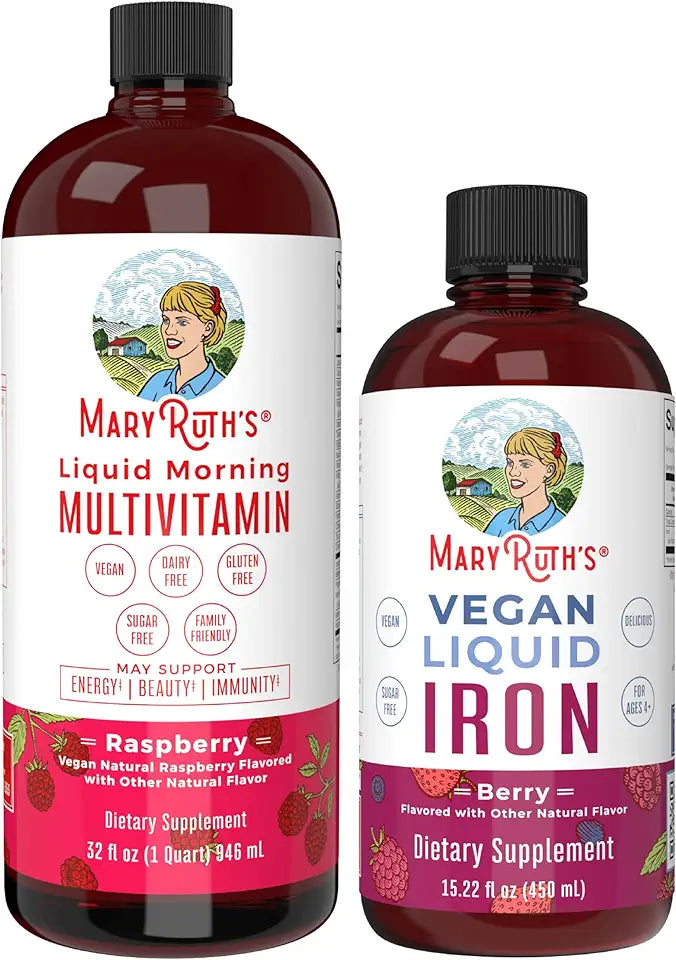 Raspberry Liquid Morning Multivitamin & Berry Iron Liquid Supplement S18844