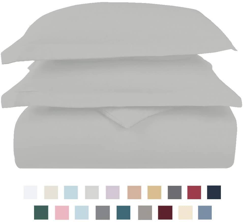 King Size Gray Cotton Duvet Cover Set with 4 Pillow Shams O47122